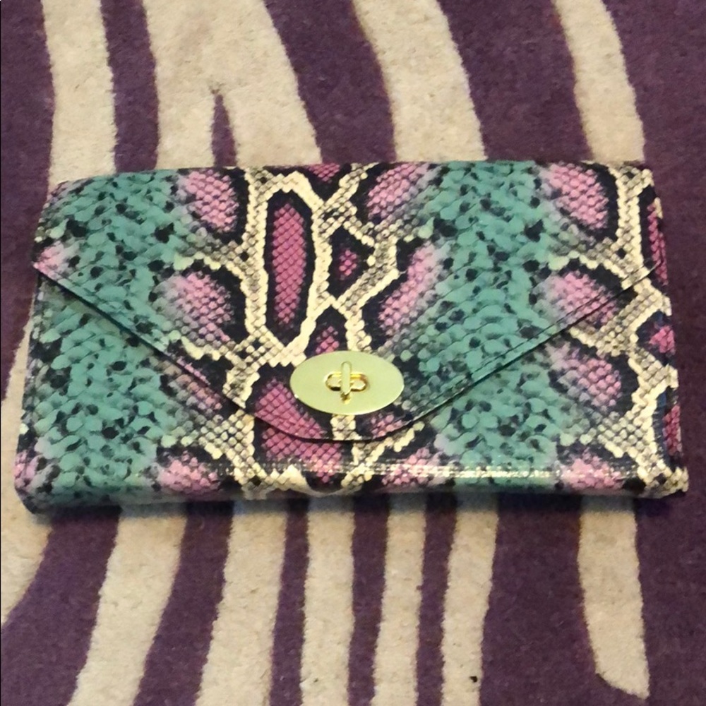 Snake print clutch